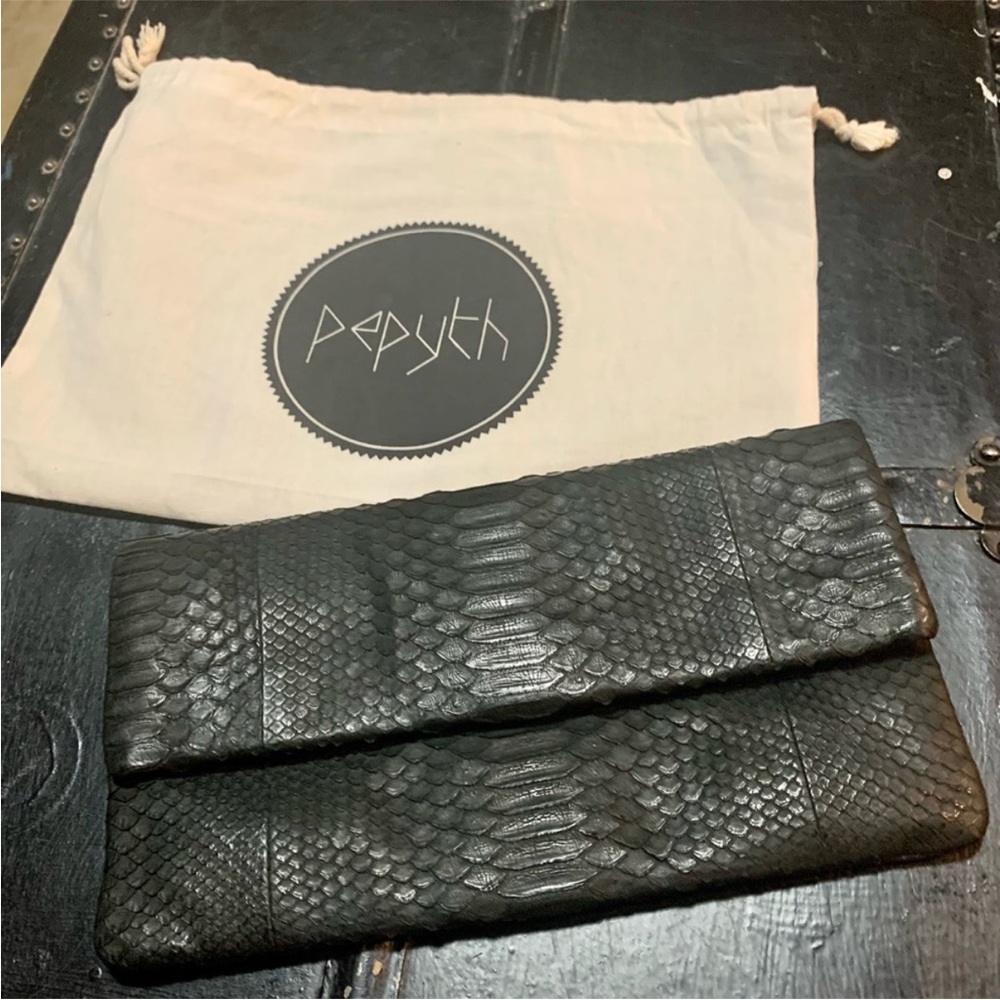 Pepyth Black Snakeskin Clutch